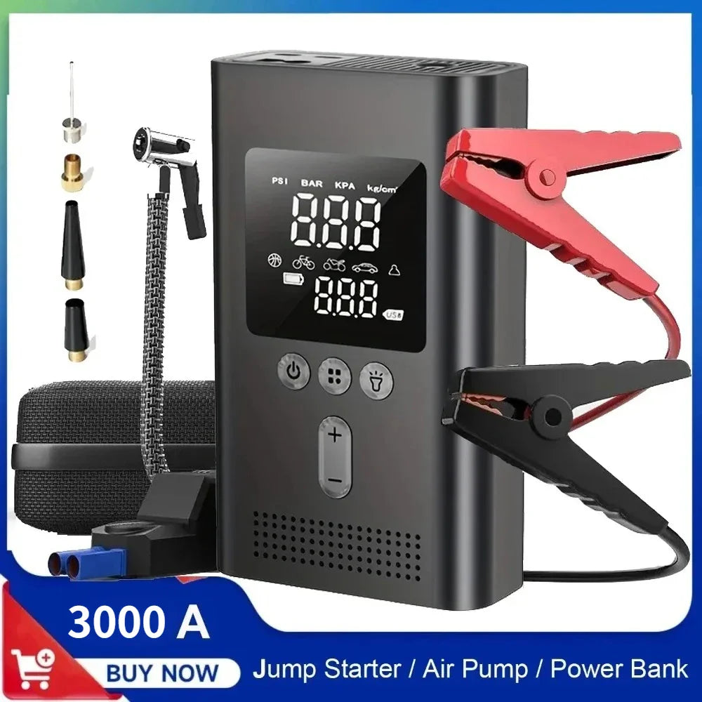 Jump Starter met luchtpomp Auto Jump Starter 3000A 150 PSI Inflator LED-licht Vallen 2025 Voorbereiding