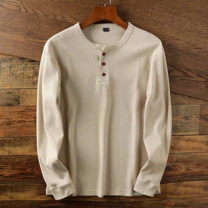 Soft Classic Men's Long Sleeve Pullover - Henley Knit