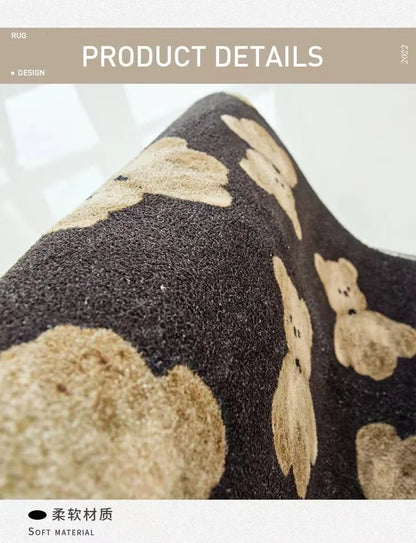 Checkerboard Plush Area Rug Japanese Style Minimalist