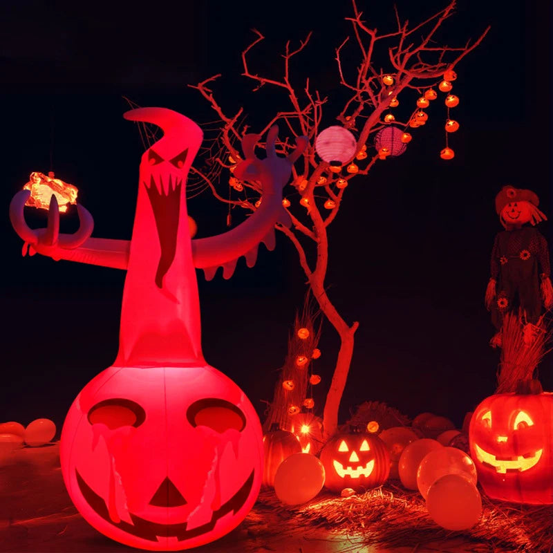 Halloween Inflatable Ghost Pumpkin with LED Lights & Remote Control – 12 Lighting Modes for Indoor & Outdoor Use