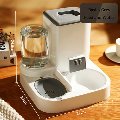 Alimentador automático para mascotas con dispensador de comida y agua por gravedad, sin baterías, manos libres, caída 2025, fácil de limpiar