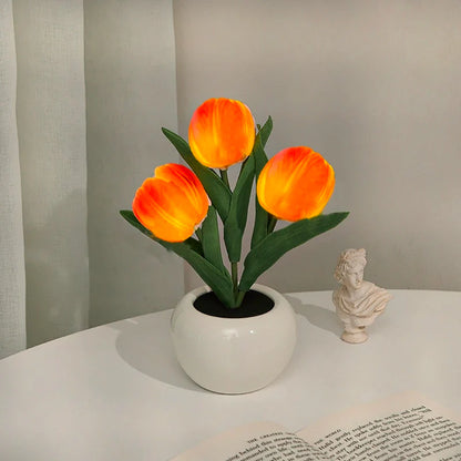 LED natlys tulipan bordlampe romantisk stemningsblomst lys efterår 2025 hjemmedekoration gave
