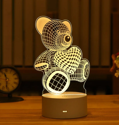 3D Romantische LED Nachtlamp - Kinderkamer Decor, Een Uniek Valentijnsdag Cadeau voor Bruiloften