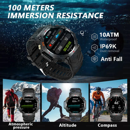 Military Smart Watch Rugged GPS Compass Altimeter Barometer 10ATM Waterproof AMOLED Bluetooth Call Fall 2025 Gear