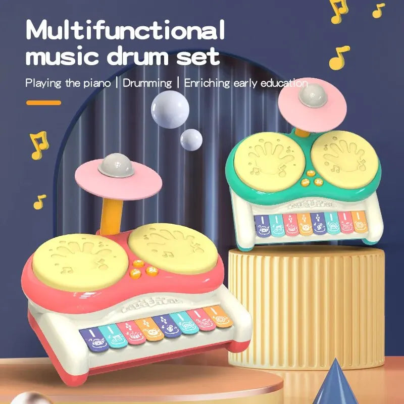 Set di tastiera musicale elettronica per bambini, pianoforte e batteria - Set da gioco educativo per ragazzi e ragazze dai 3 anni in su, giocattolo di strumenti musicali in plastica resistente