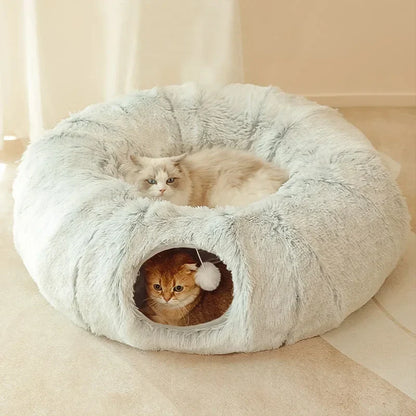 Kattenbed 95 Cm 2 In 1 Rond Pluche Nest Huis Herfst 2025 Gezellig Afneembare Hoes Wasbaar Diepe Slaap