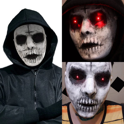 Halloween Maske Rød LED Demon Latex Skummel Fest Maske