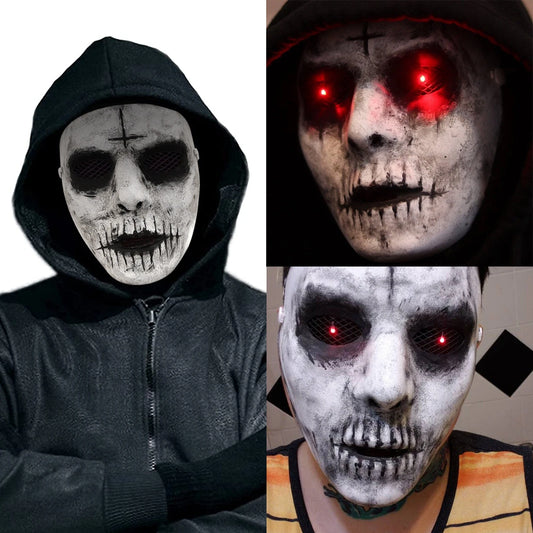 Halloween Maske Rød LED Demon Latex Skummel Fest Maske