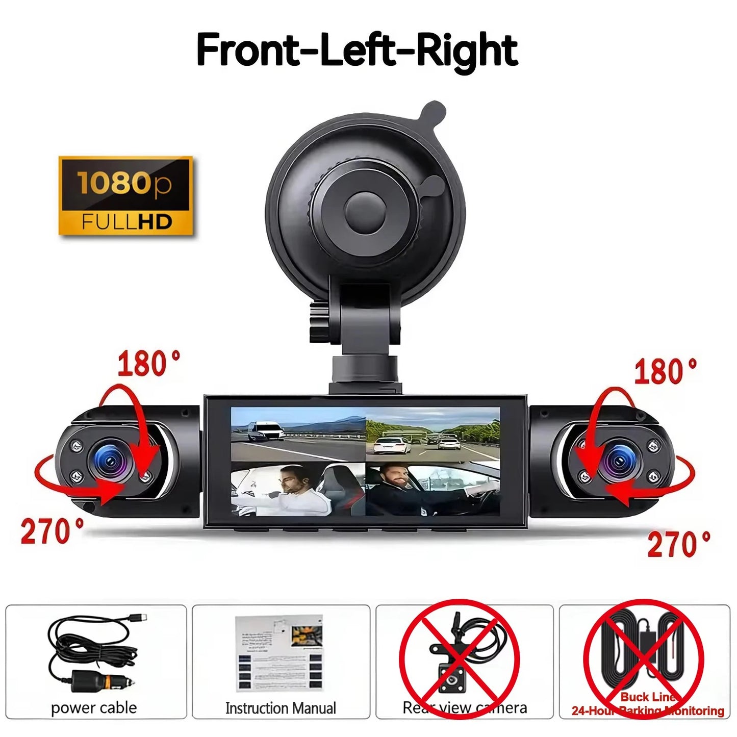Dash Cam 4 Channel Car DVR – Front/Rear/Inside Cameras, Full HD 1080p Night Vision, Loop Recording Fall 2026