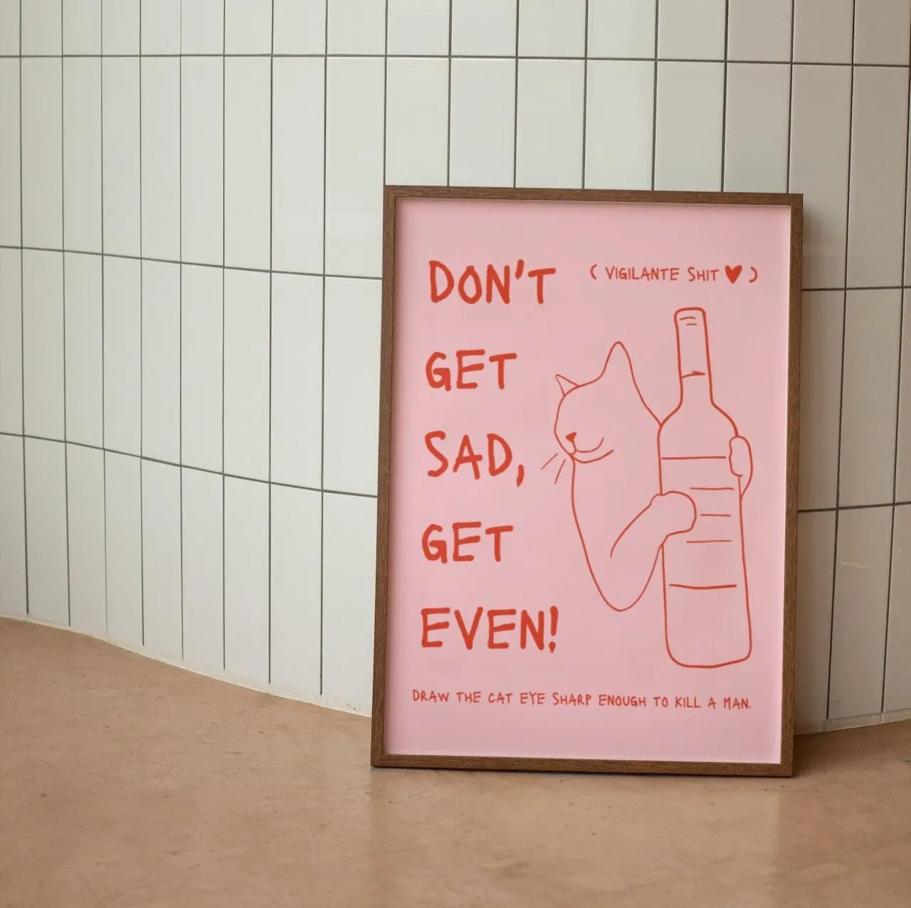 Black Cat Wall Art Red Orange Canvas Print Waterproof