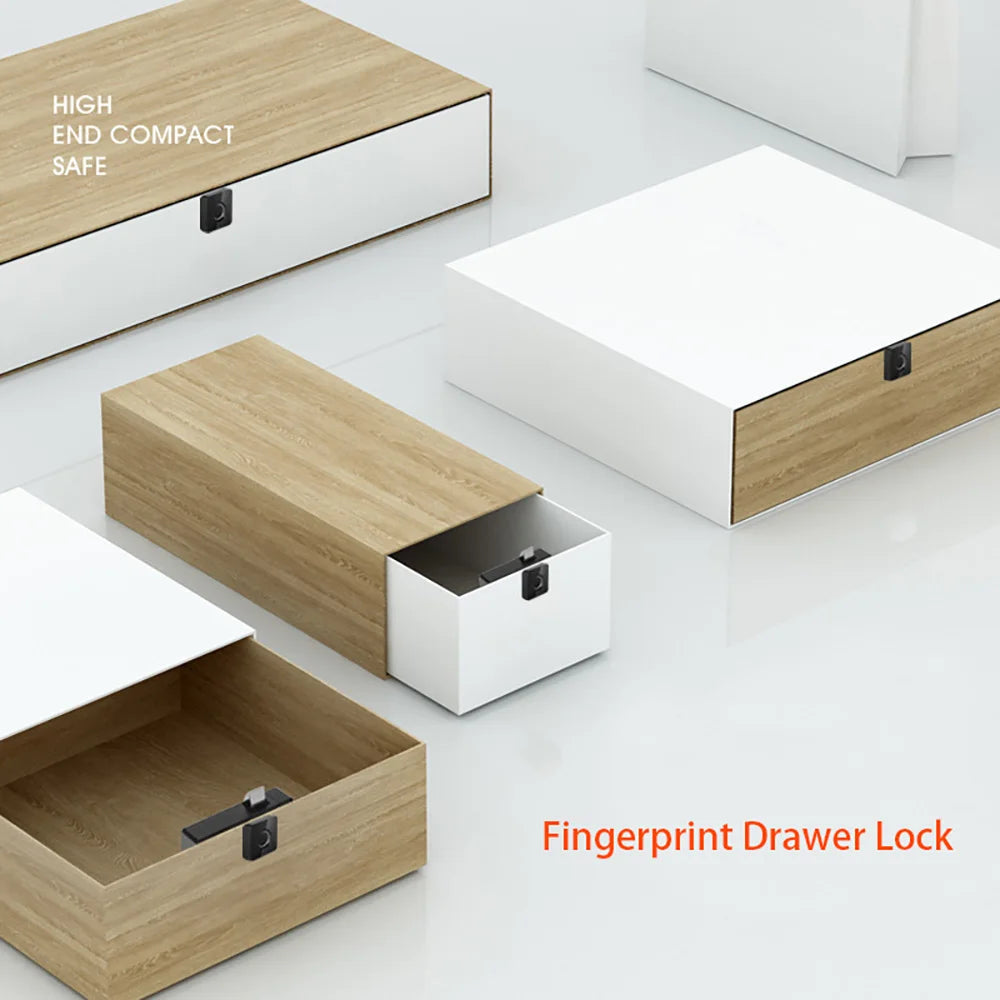 Fingerprint Cabinet Lock Black Keyless Smart Drawer Lock