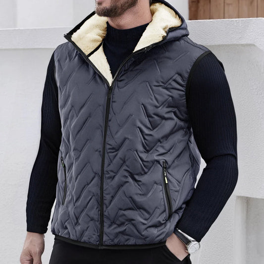 Insulating Mens Down Vest - Quilted, Shearling Travel