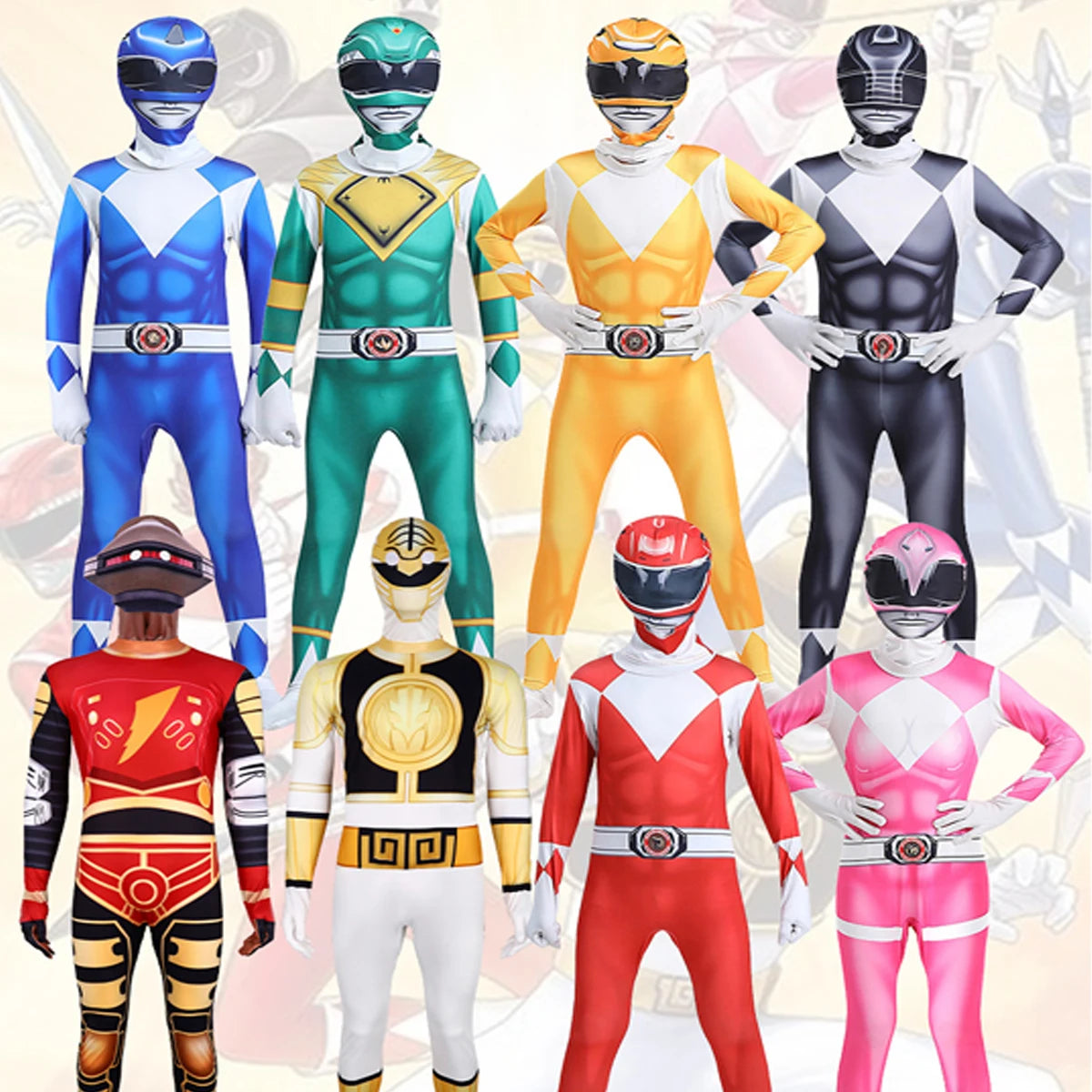 Samurai Sentai Shinkenger Power Rangers Cosplay Jumpsuit Costume Set with Mask for Adults 2026