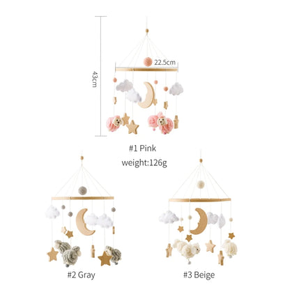 Wooden Felt Animal Crib Mobile With Soothing Calming Music
