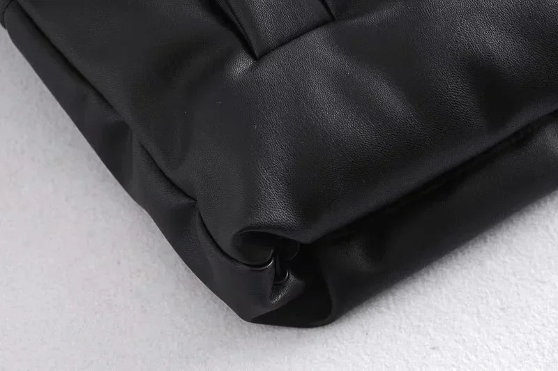 Warm Women’s PU Leather Vest - Padded Short, For Winter