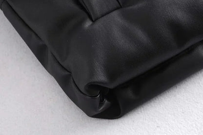 Warm Women’s PU Leather Vest - Padded Short, For Winter