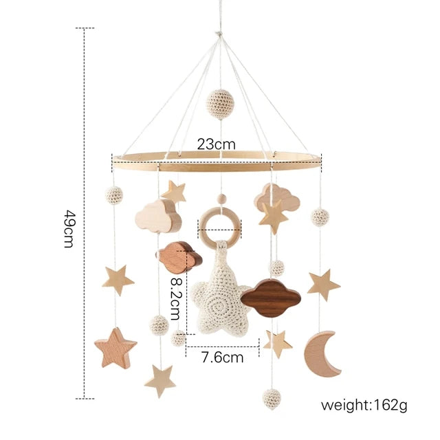 Baby Crib Mobile Wooden Nursery Newborn Sensory Toys