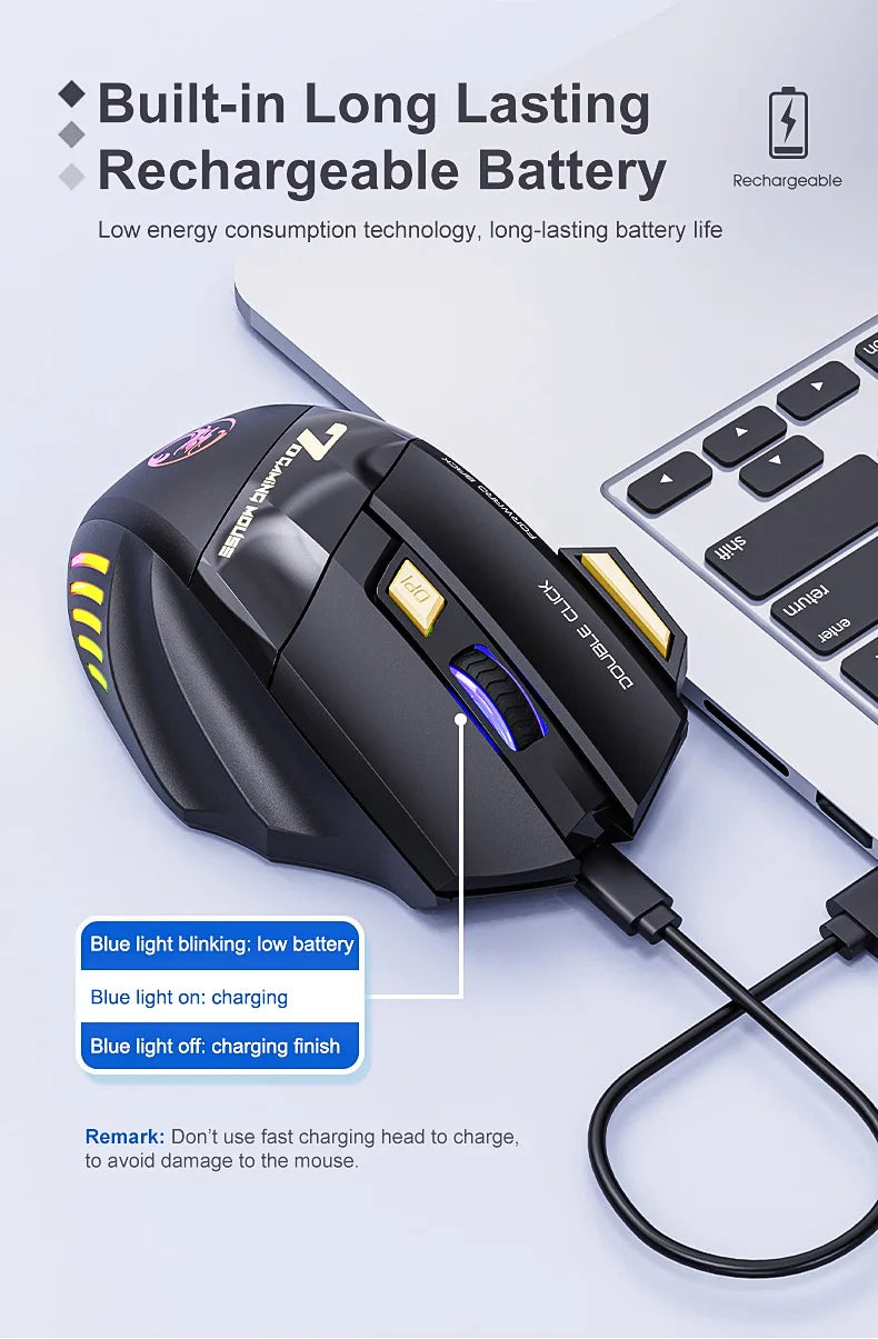 Wireless Gaming Mouse 3200DPI Dual Mode Rechargeable