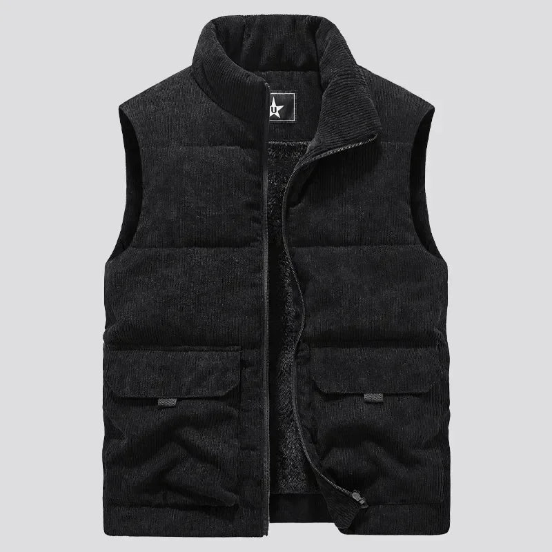 Insulating Mens Fleece Vest - Quilted Corduroy, Casual