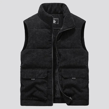 Insulating Mens Fleece Vest - Quilted Corduroy, Casual