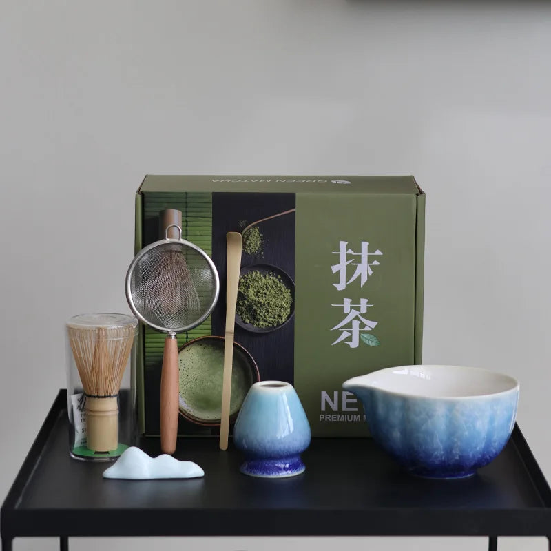 Keramisk Matcha Tesett med Bambusvisp Gaveeske Sett
