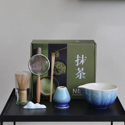 Keramisk Matcha Tesett med Bambusvisp Gaveeske Sett
