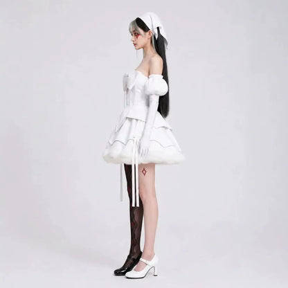 Alien Stage Zombie Mizi Sua-cosplaykostuum, complete set met witte jurk voor vrouwen en volwassenen, Halloween 2026