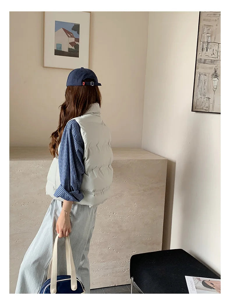 Lightweight Women's Down Vest - Cropped Boxy, Duck Fill