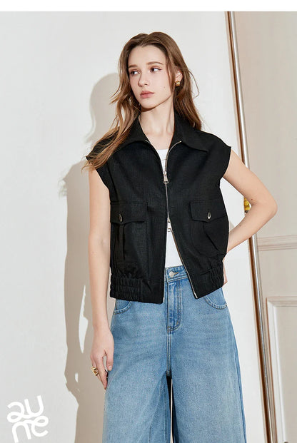 Lightweight Women's Sleeveless Jacket - Linen Cotton, Spring