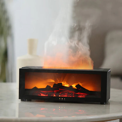 Ätherischer Öl-Diffusor Kaminflammen-Luftbefeuchter Buntes LED Aroma Nebel Fernbedienung Timer USB Gemütlicher Herbst 2025 Geschenk