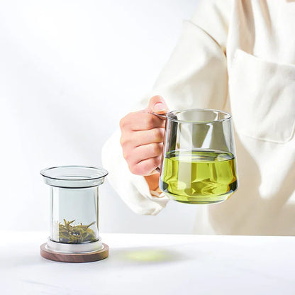 Glass Tea Cup With Wood Handle Heat Resistant Puer Filter Mug Kung Fu Tea Set Fall 2025 Easy Brewing