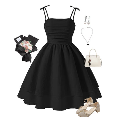 Soft Girls' Princess Dress - Tiered Sling Dress, Flattering, Polyester, For Birthday Party