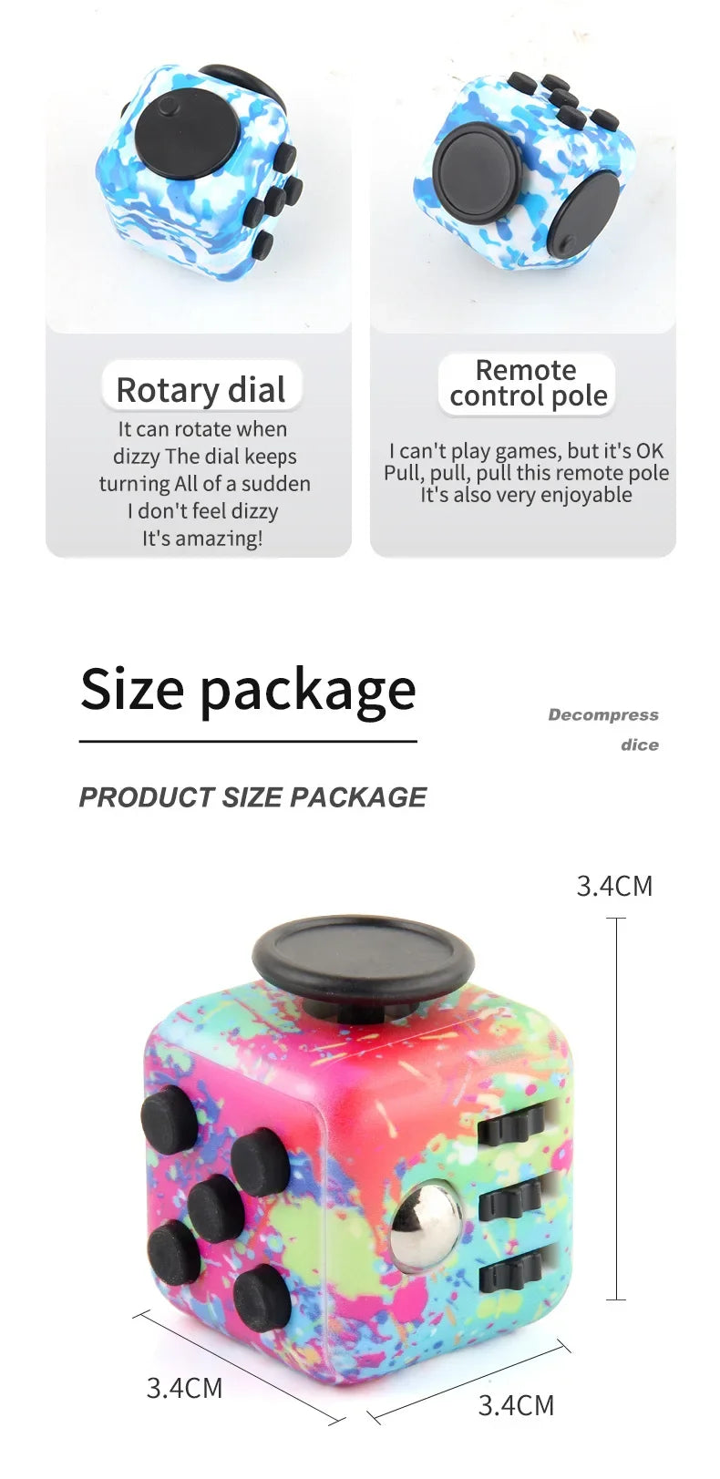 Fidget Cube Antistress Spinner Toy Sensory Stress Relief