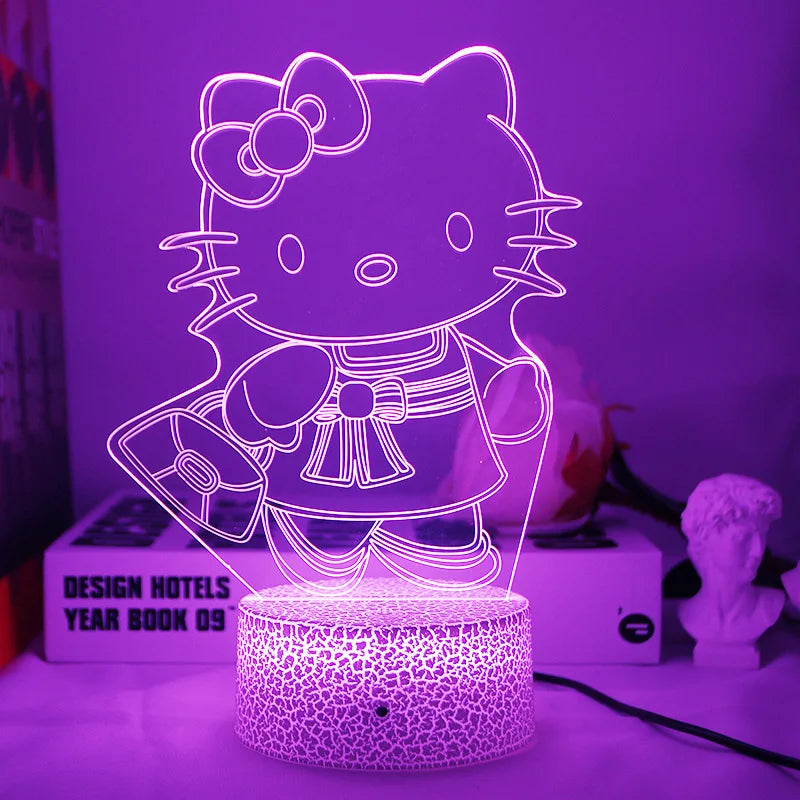 Hello Kitty 3D Anime LED Night Light - Cute Bedroom Lamp