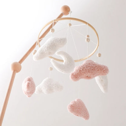 Wooden Crib Mobile Felt Bear Musical Newborn Sensory Toys