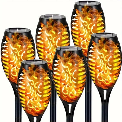 LED Solar Flame Torch Light - Waterproof Outdoor Garden Decoration, Flickering Lawn Lamp