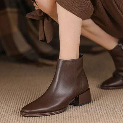 Supportive Women’s Ankle Boots - Pointed Toe Leather Office
