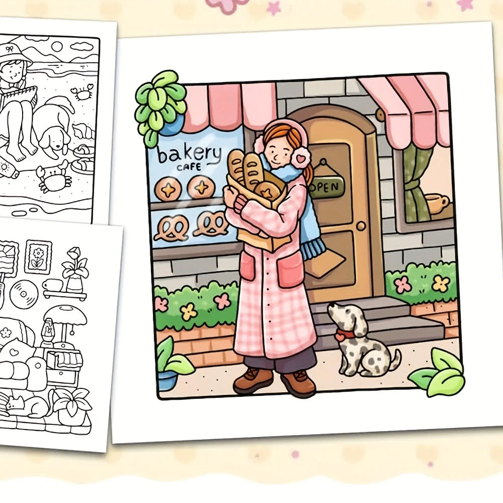 Coloring Book For Adults And Teens Cozy Warm Space Theme Fall 2025 Relaxation Gift For Solo Leisure