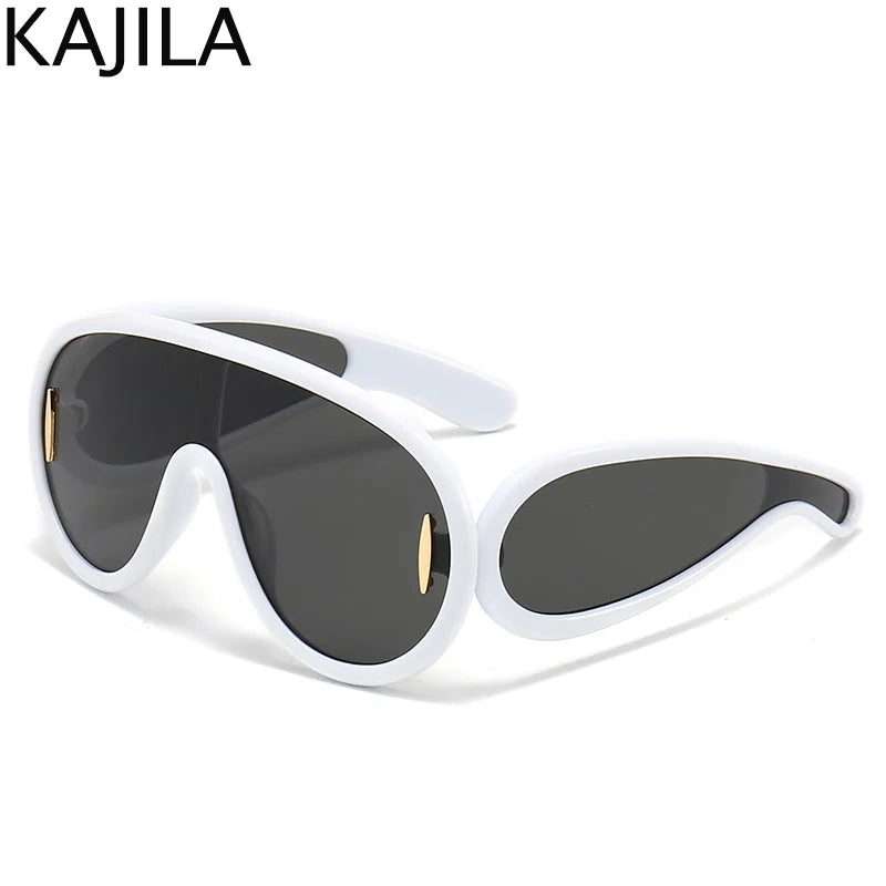 Sunglasses White Frame Oversized Wave Mask Goggles Y2K Punk Steampunk Eyewear TikTok Viral 2026
