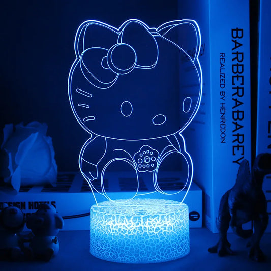 Hello Kitty 3D Anime LED Night Light - Cute Bedroom Lamp