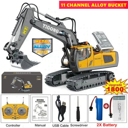 Remote Control Excavator Toy 4x4 Durable Alloy Construction Vehicle TikTok Viral Fall 2025 Kids Gift