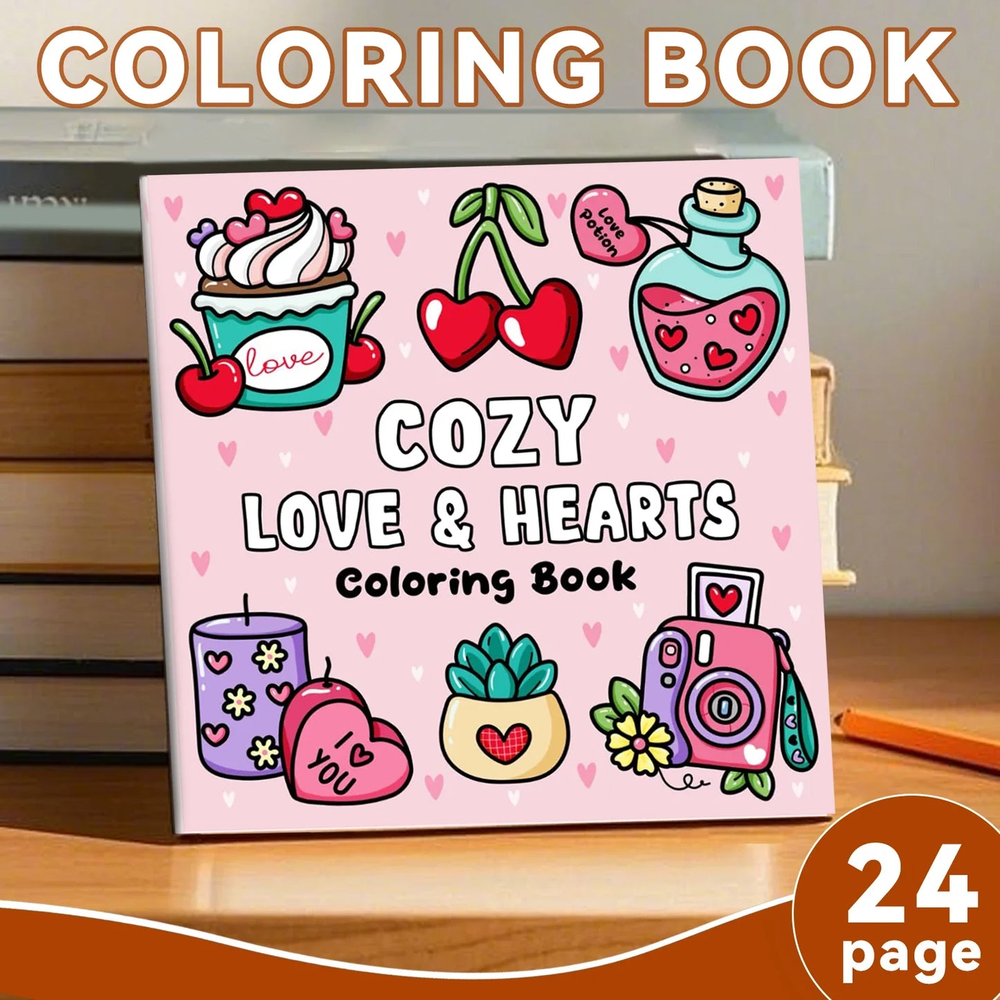 Coloring Book Adult Doodles Cozy Hearts Theme Fall 2025 Stress Relief Gift Idea