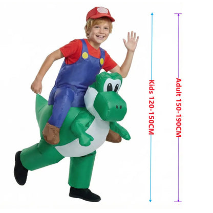 Opblaasbaar Halloween-cosplaykostuum voor volwassenen en kinderen als loodgieterdinosaurus, voor feest, optreden en carnaval 2026
