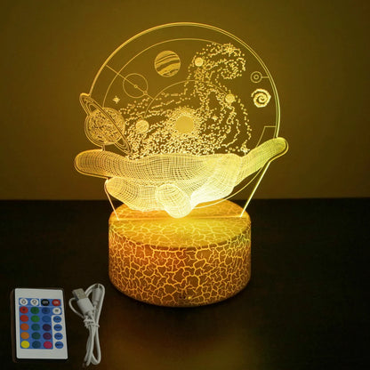 3D Astronaut Optical Illusion Night Light - LED Projector Lamp, Space Bedroom Decor for Kids
