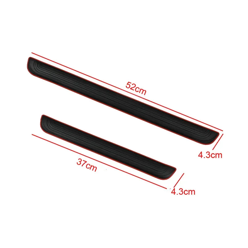 Black Rubber Car Door Sill Scuff Protectors - 4pcs Anti-Scratch Car Accessories