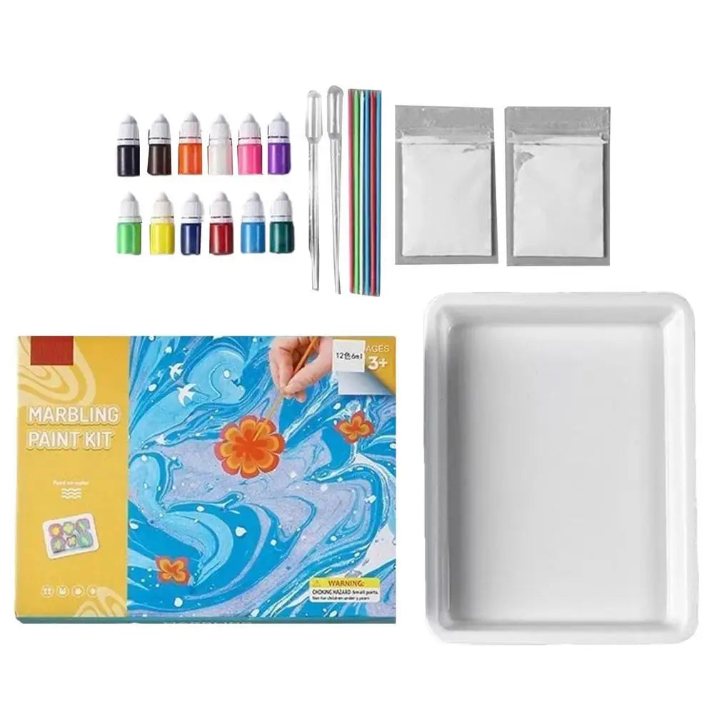 Kids Creative Marbling Paint Set - Fun DIY Art Kit for Boys & Girls Aged 6-10, Unique Holiday Gift for Aspiring Young Artists