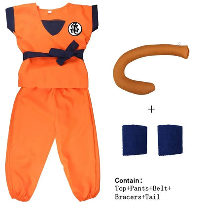 Son Goku Dragon Ball Z-animecosplaykostuumset met staart, polsband en pruik voor volwassenen en kinderen, Halloween 2026