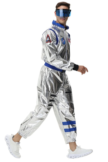 Zilverkleurig astronautenruimtepak voor volwassenen, jumpsuit voor koppels, cosplay voor Halloween, carnaval en verkleedfeesten 2026