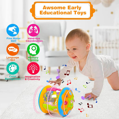 Giocattolo per il Tummy Time 4 in 1 per Bambini - Regalo Musicale Sensoriale di Animali Marini per l'Apprendimento Precoce