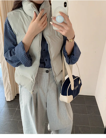 Lightweight Women's Down Vest - Cropped Boxy, Duck Fill